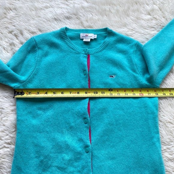 Vineyard Vines Womens Cardigan Sweater Size Small Lambswool Soft Warm Teal Mint - Picture 11 of 12